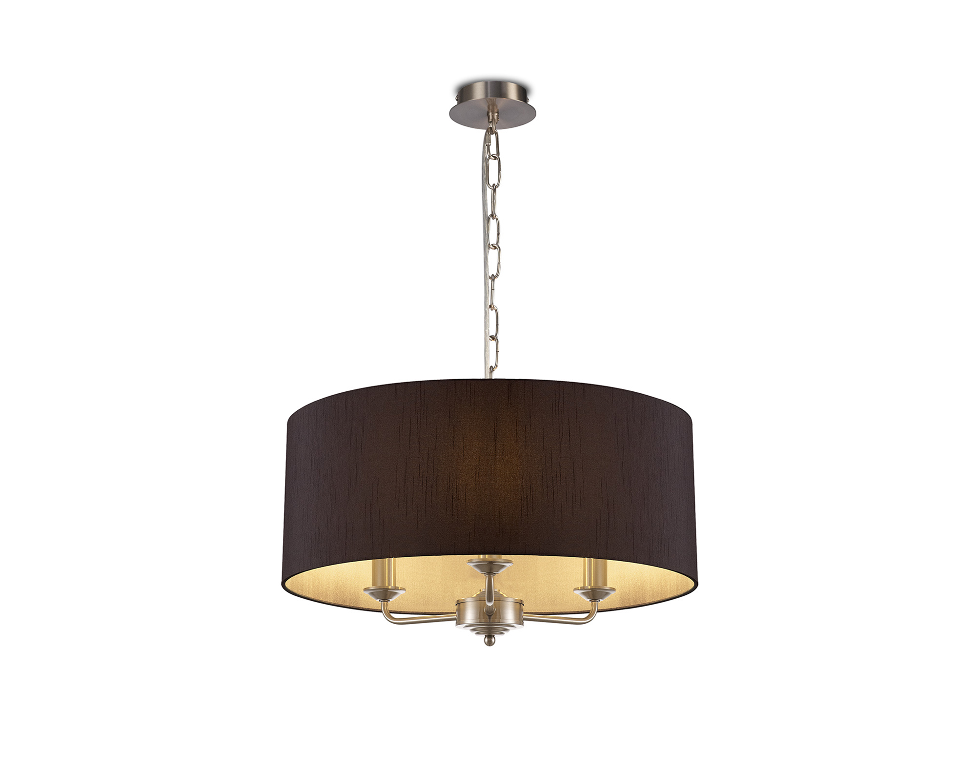 DK0073  Banyan 50cm 3 Light Pendant Satin Nickel, Black